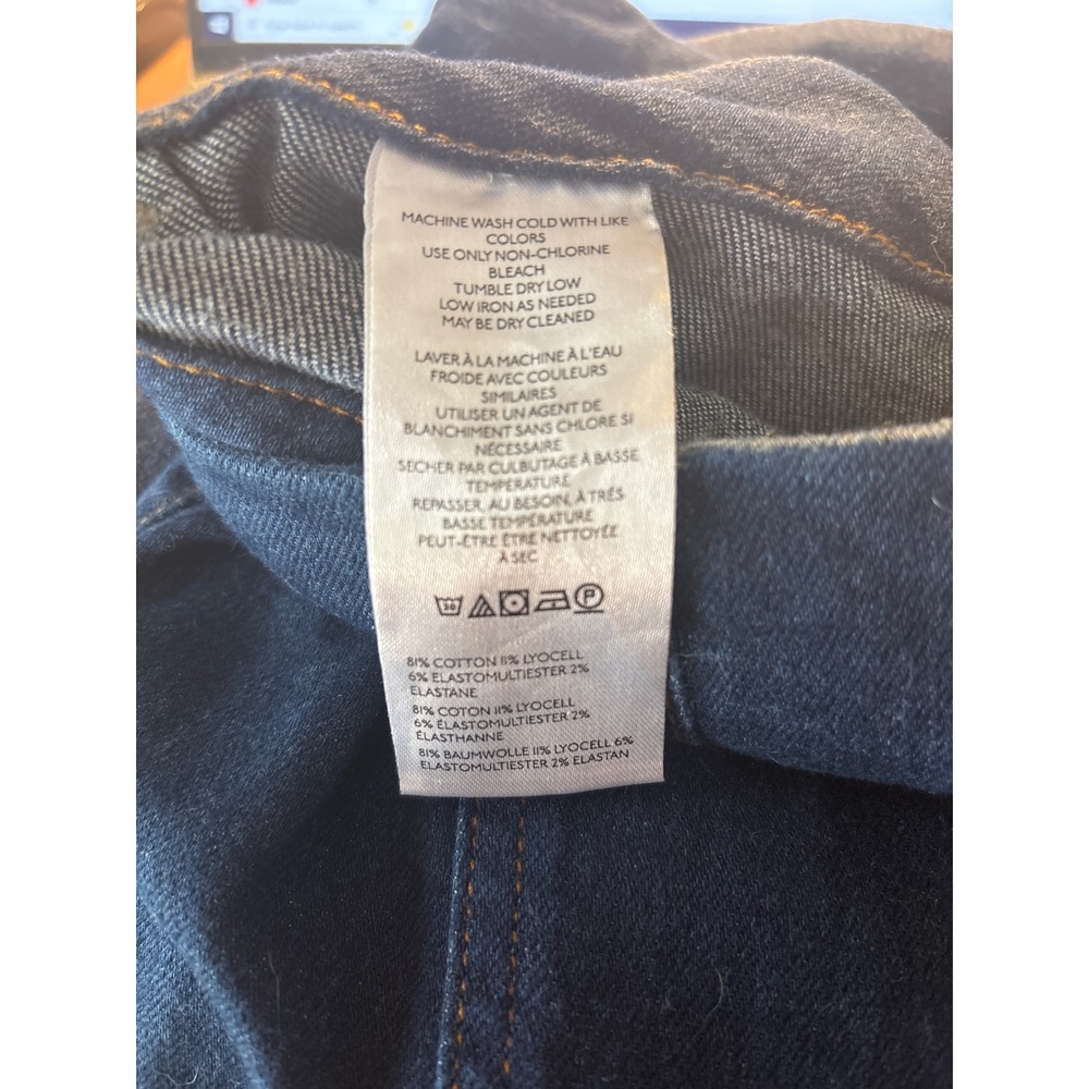 Maeve Colette Dark Wash High Rise Wide Leg Patch Pocket Denim Jeans Indigo Blue - Picture 7 of 7